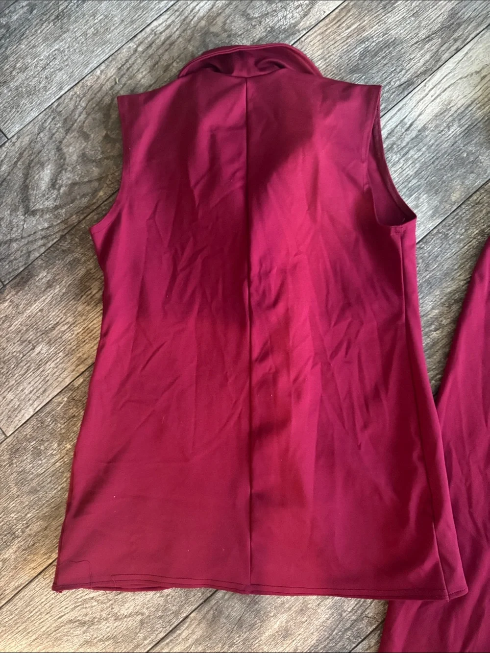 Red Three-Piece Dance Set for Kids - Vest, Crop Top & Wide-Leg Pants